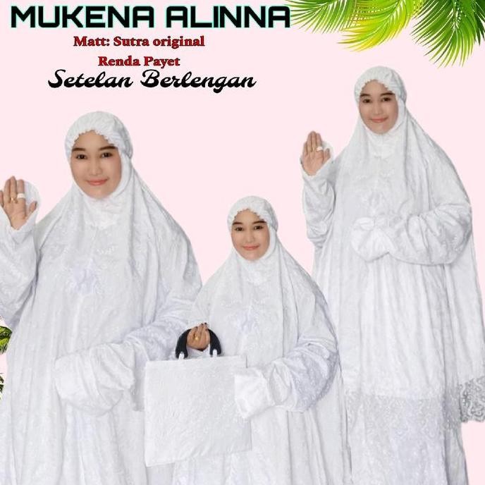 Terjangkau Mukena Setelan Berlengan Alinna Sutra Original