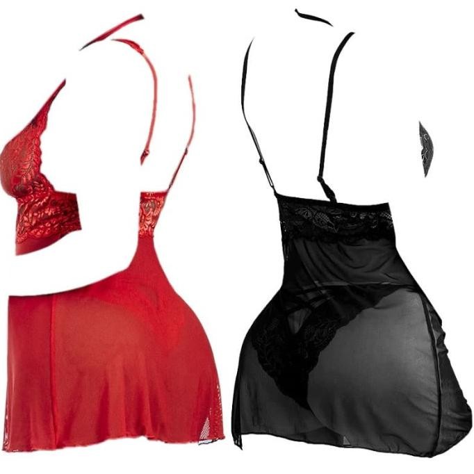 

L1195 Lingerie Baju Tidur Haram Sleepwear Midi Dress A Line Sexy Seksi Original