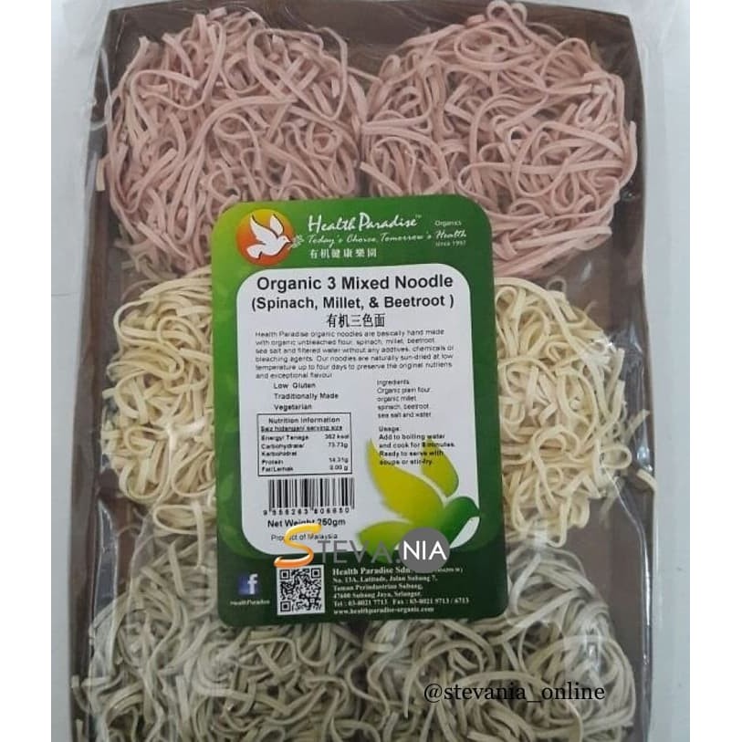 

PROMO MIE / PASTA / Health Paradise Organic 3 Mixed Noodle (Spinach, Millet, Beetroot) NON COD