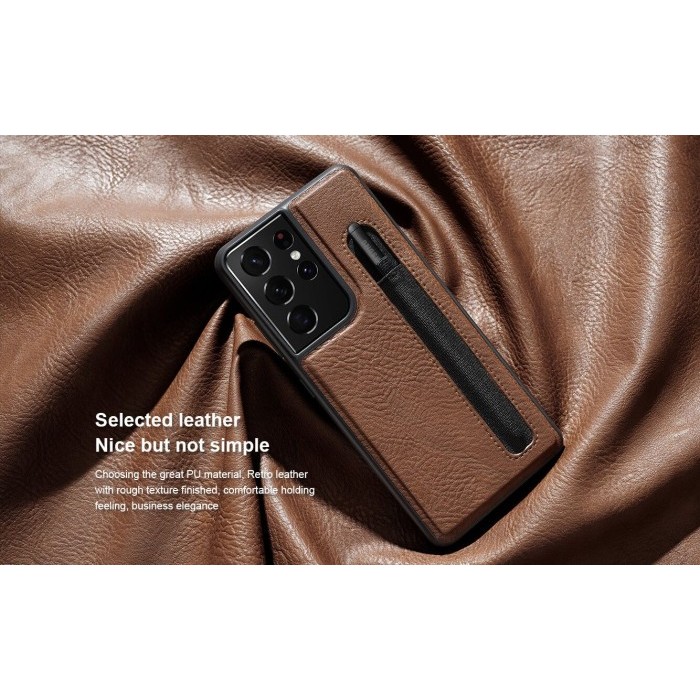 Samsung Galaxy S21 Ultra 5G Nillkin Aoge Original Case Hard Casing Leather Slot Pen Hardcase Bumper