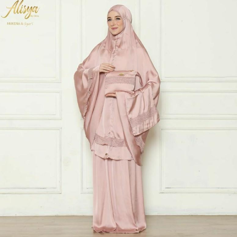 MUKENA SILK PREMIUM SEDINA LACE SERIES ALISYA BY OLIVE | MUKENA DEWASA LUXARY LUX MEWAH | HAMPERS WI
