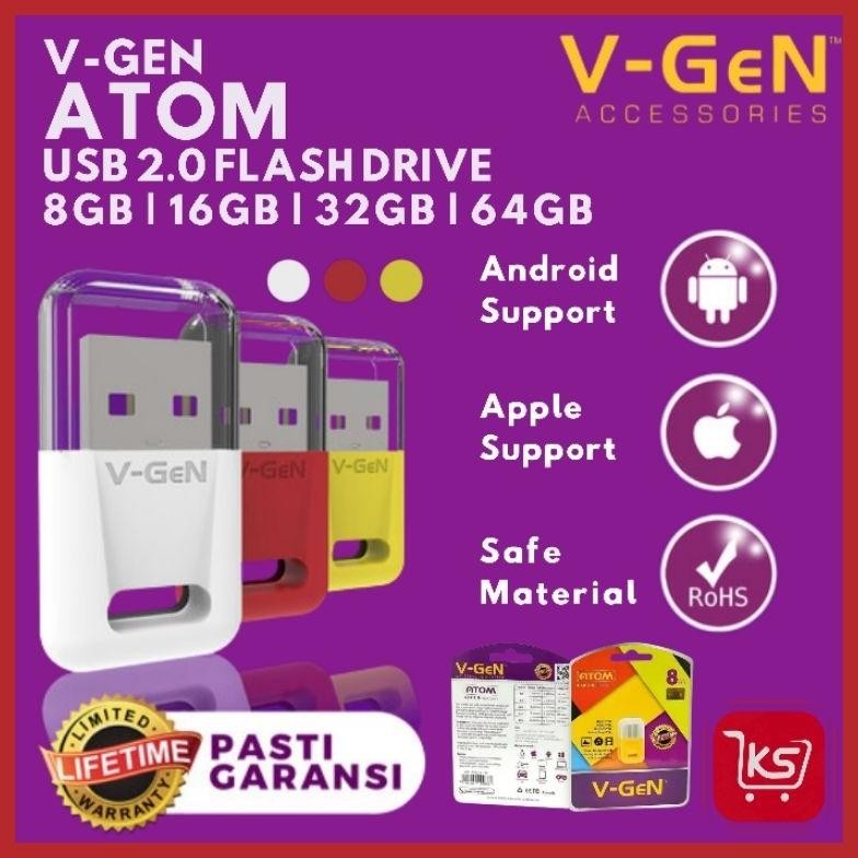 [ORI 100%] FD | FLASHDISK V-GEN ATOM 8GB | 16GB | 32GB | 64GB | ROBOT | VGEN | GARANSI RESMI
