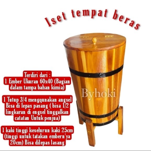 Tempat beras/wadah kayu serba guna/tempat beras dari kayu/ember beras