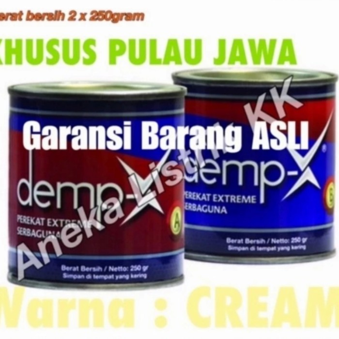 

DEMP X 250GRAM CREAM DEMPX DEMPUL EXTREME SERBAGUNA LEM EMPOXY 500GR