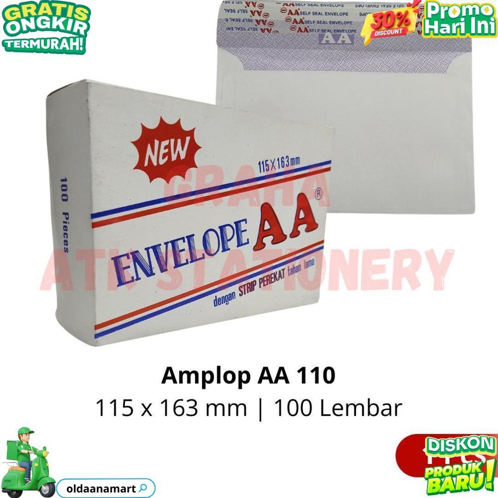 

[1 Kotak] Amplop Aa 110 Pendek Lem Perekat 100 Lembar 115 X 163 Mm D Ramadhan Sale