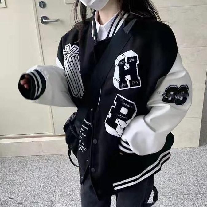 Murah Jaket Varsity Baseball Hp Wanita Korean Style Kekinian Best Seller Katun Santai Slim-Fitting P