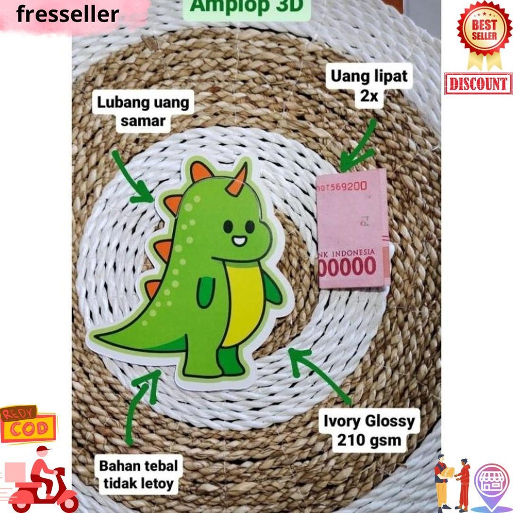 

5 Pcs - Grosir Amplop Lebaran 3D 2025 D Cod