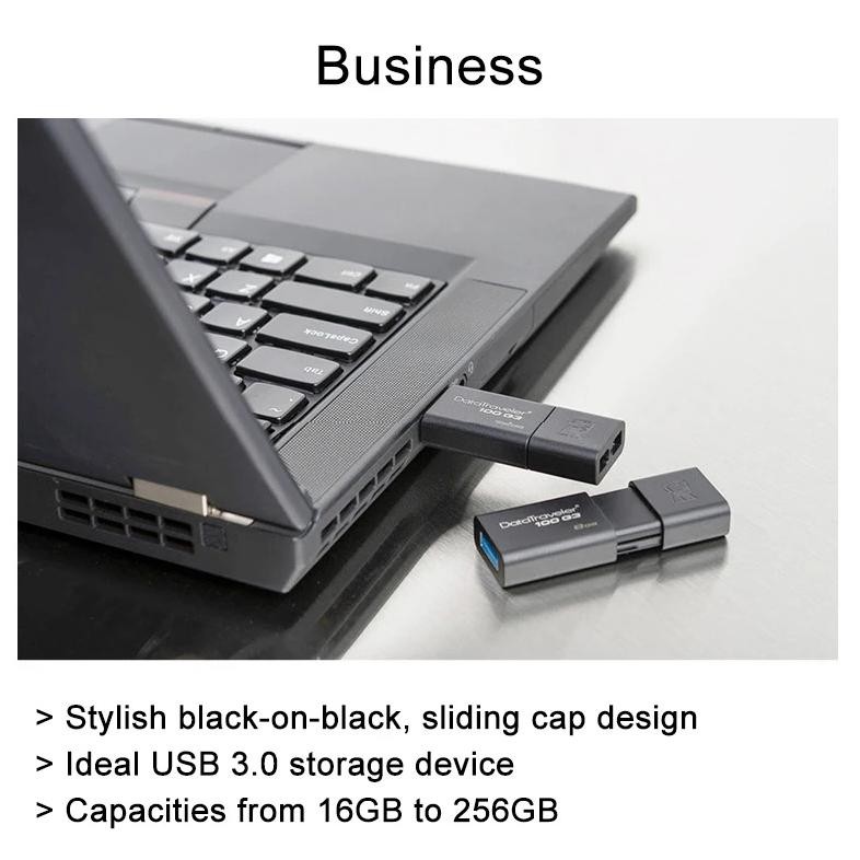 Kingston Flashdisk DT100G3 USB 3.0 | Kapasitas 32GB/64GB/128GB/256GB Portabel Mobil/Laptop Flash Dri