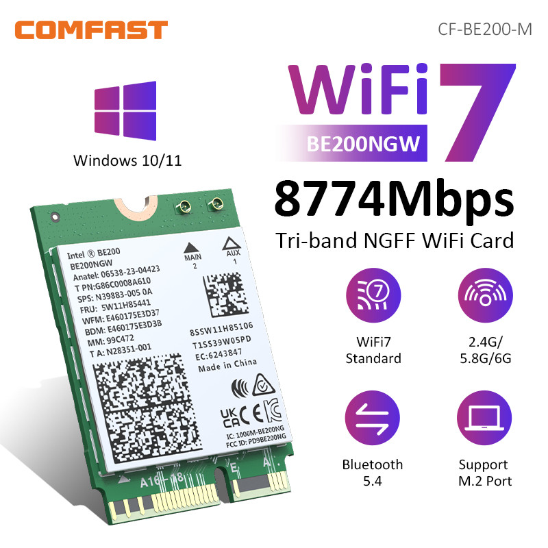 Sale WiFi kartu jaringan Bluetooth 5.4 Intel BE200, adaptor nirkabel lebih baik dari WiFi 6E 7 Intel