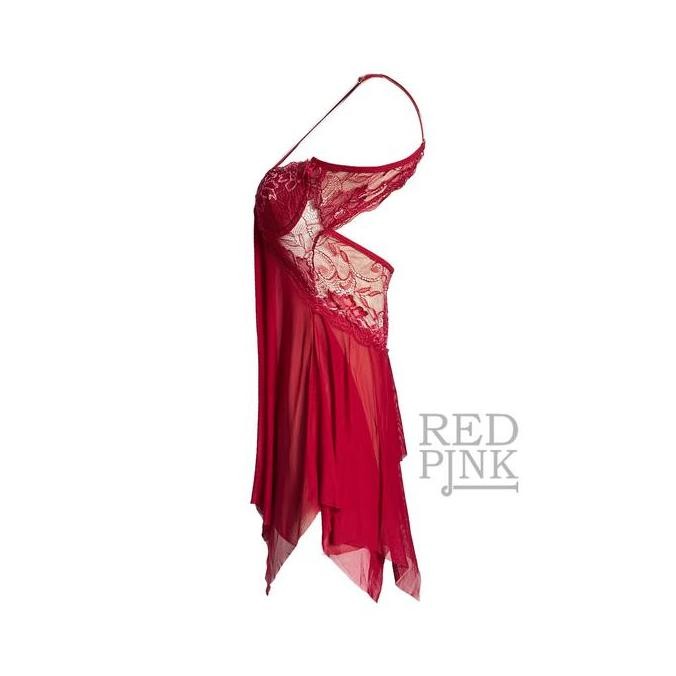 

[Red Pink] Lingerie Lace Halfmid Baju Tidur Wanita Dress Original