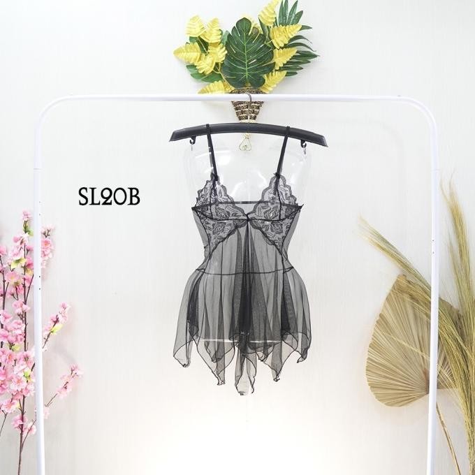 

Baju Tidur Seksi Lace + G-String Transparan Lingerie Sexy Hitam Sl20B Original