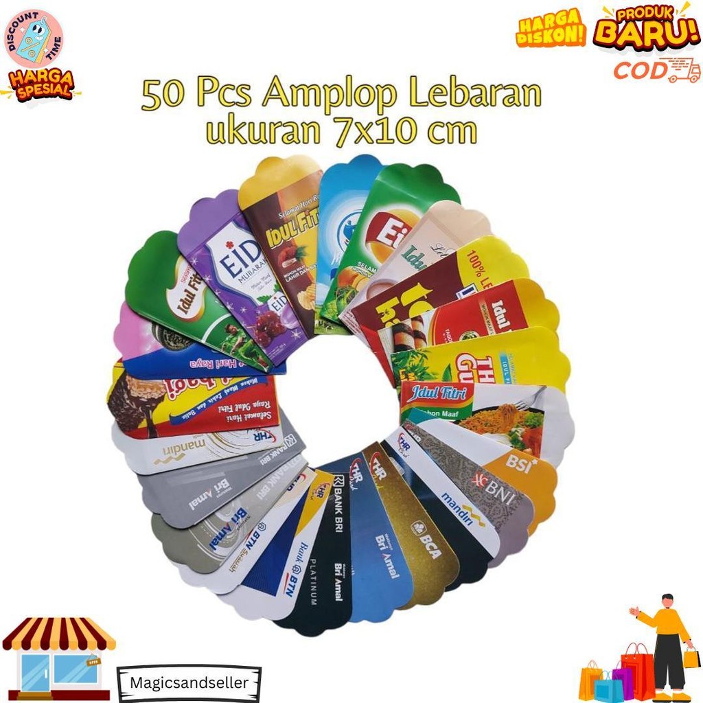 

50 Lembar Amplop Lebaran Idul Fitri Ukuran 7X11 Cm D Cod