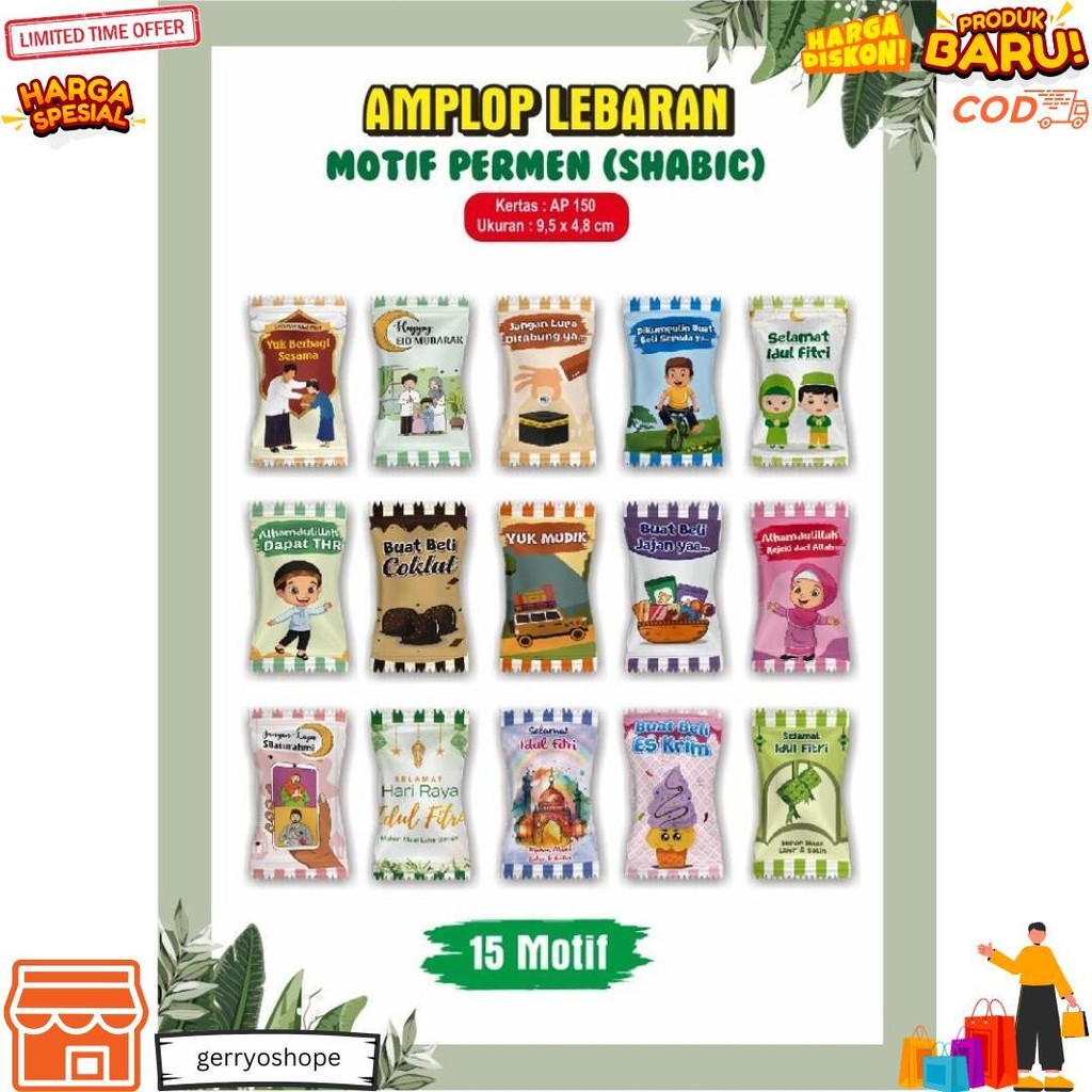 

Amplop Lebaran Permen Shabic Viral Lucu Bahan Premium Tebal - Isi 10 D Best Seller