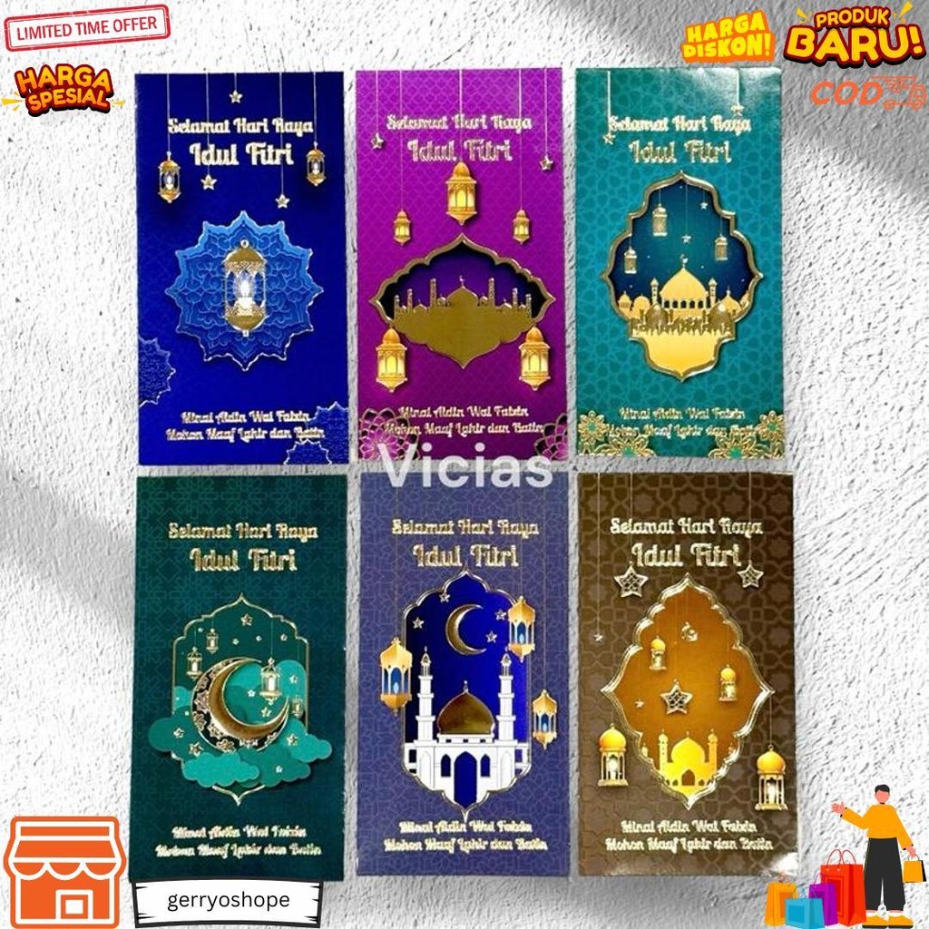 

Amplop Lebaran Premium Import Panjang Sablon Foil Mewah Idul Fitri Angpao D Promo Puncak