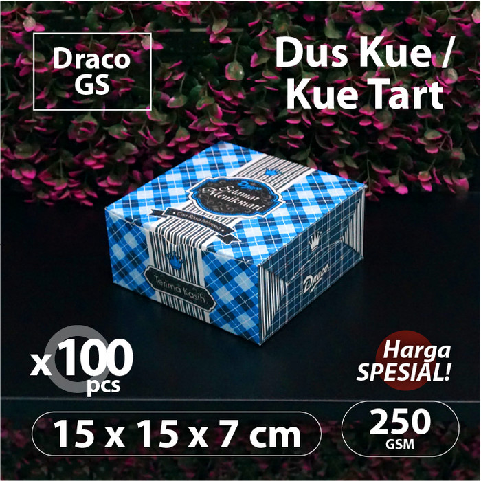 Paket 100 pcs - Dus Motif 15 x 15 x 7 cm - Draco GS - Dus Kue Cake Box