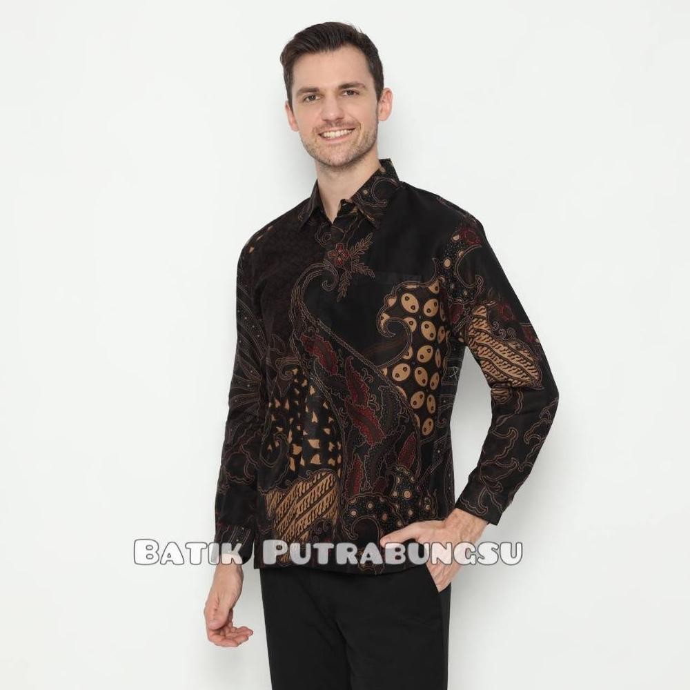 CR - GAJAHMADA kemeja batik pria lengan panjang pendek lapis furing bahan katun halus adem batik ana
