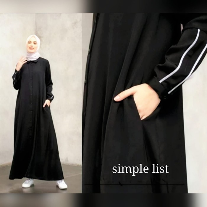 Gamis Mewah Dress Abaya Hitam Dubai Turkey Arab Simple List