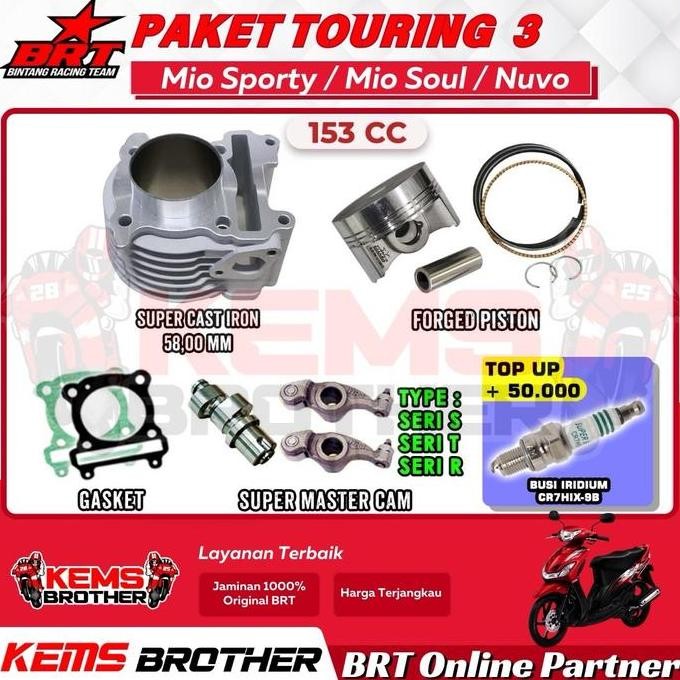 Paket Brt Mio Sporty Mio Soul Nuvo Touring 3 Boreup 153Cc Original Brt (Blok Casting Iron, Noken As 