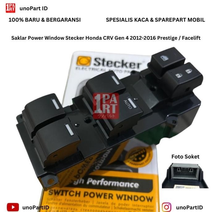 Saklar Power Window Honda Crv Gen 4 Prestige / Facelift 2012-2016 Merk Stecker Part No 35750-T0A-U03