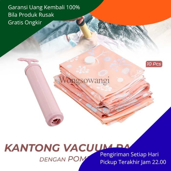 Tas Kantong Pakaian Selimut Bedcover Vacuum Bag Plastik Storage 10 PCS