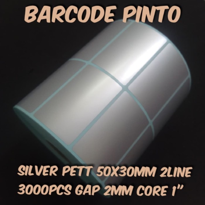 

LABEL BARCODE SILVER PETT 50X30MM 2LINE 3.000PCS GAP2MM CORE 1