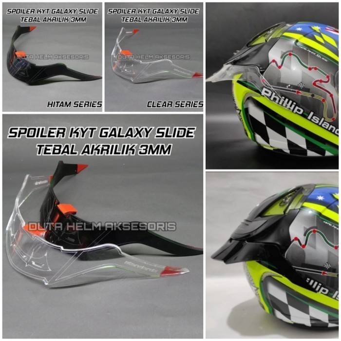 STOK TERBATAS Spoiler Helm Kyt Galaxy Slide Aksesoris Half Face Murah Akrilik Carbon