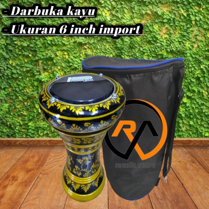 PROMO Darbuka mini anak dumbuk pinggang 6 inch import hitam corak gold