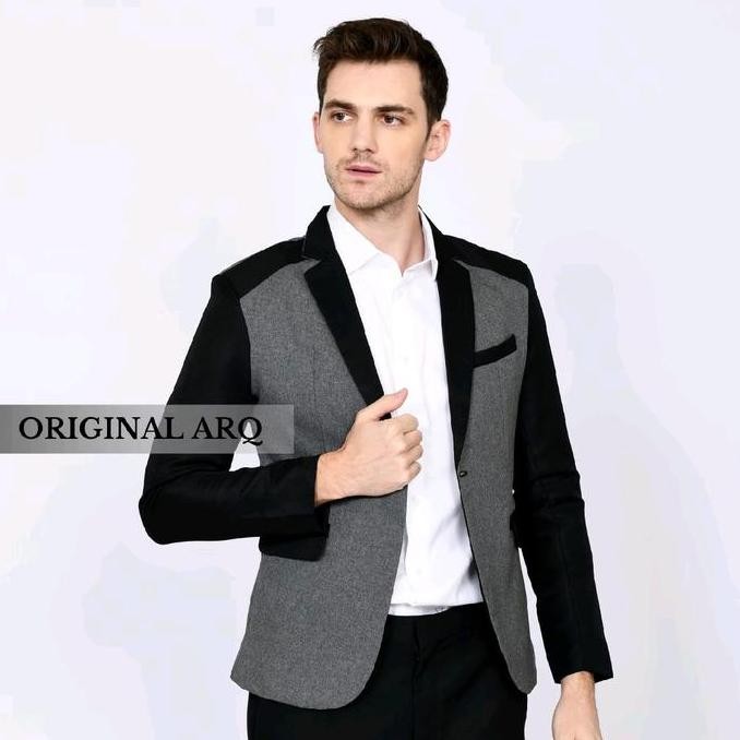 Jas Blazer Pria Slimfit Original Arq Bahan Premium Terlaris Jaket Formal Casual Hitam Panjang Keren 