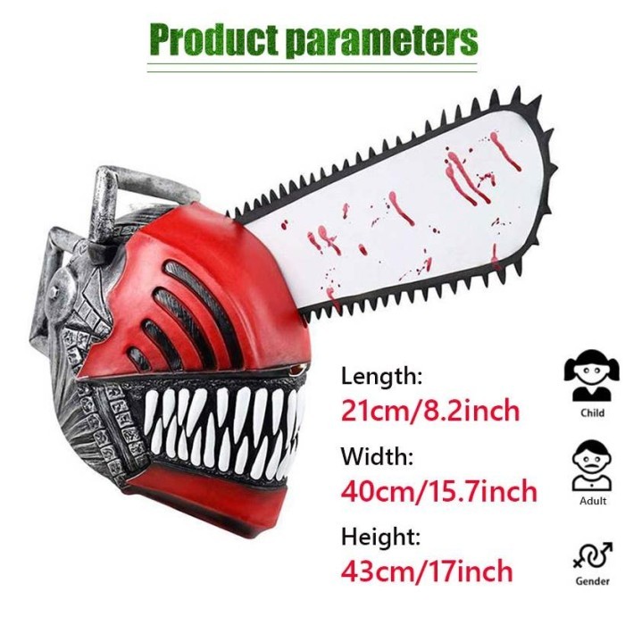 BIG SALE "BILFA" Denji Chainsaw Man Topeng Denji Gergaji Chainsaw Man Helm Cosplay Halloween
