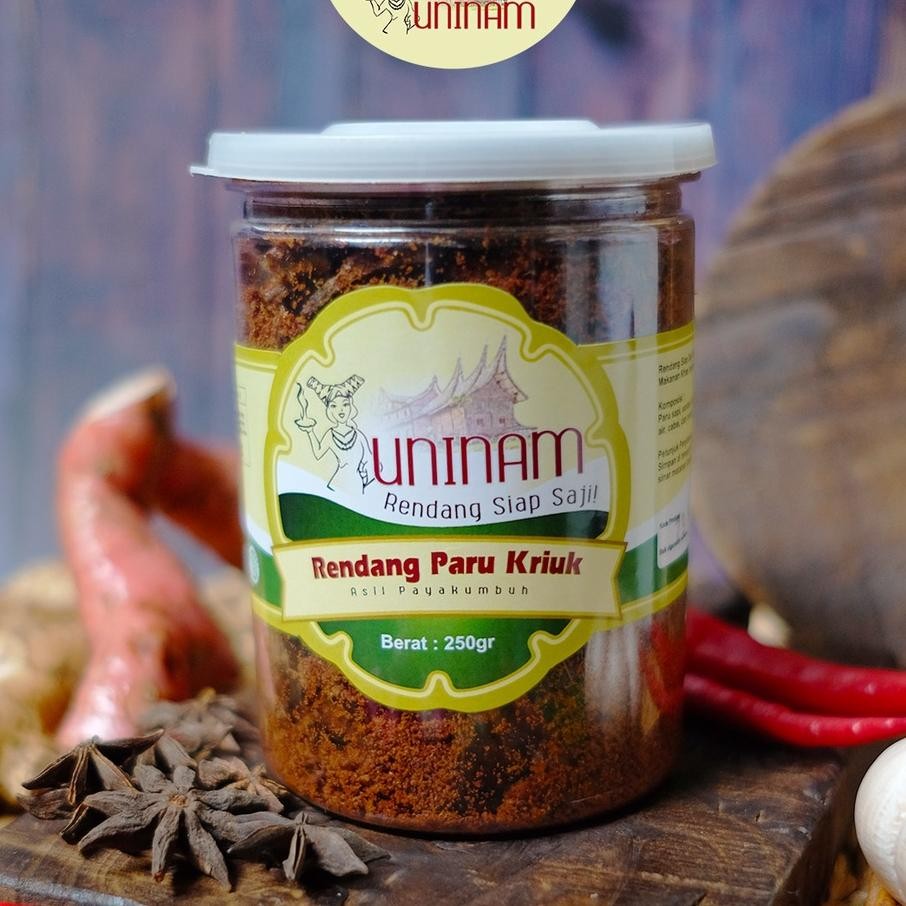 

Uninam Rendang Paru Riu 250Gr Lau Iap Aji Prati Tanpa Gawet Dan Mg Reep Padang Payaumbuh