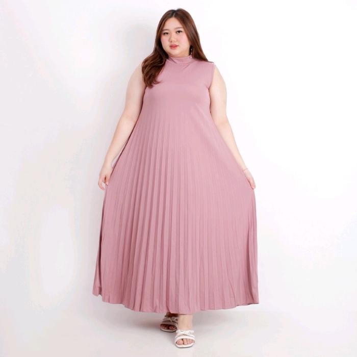 (278) Gamis Plisket Hyget Super Premium Big Size Melar Sampe Ld 120