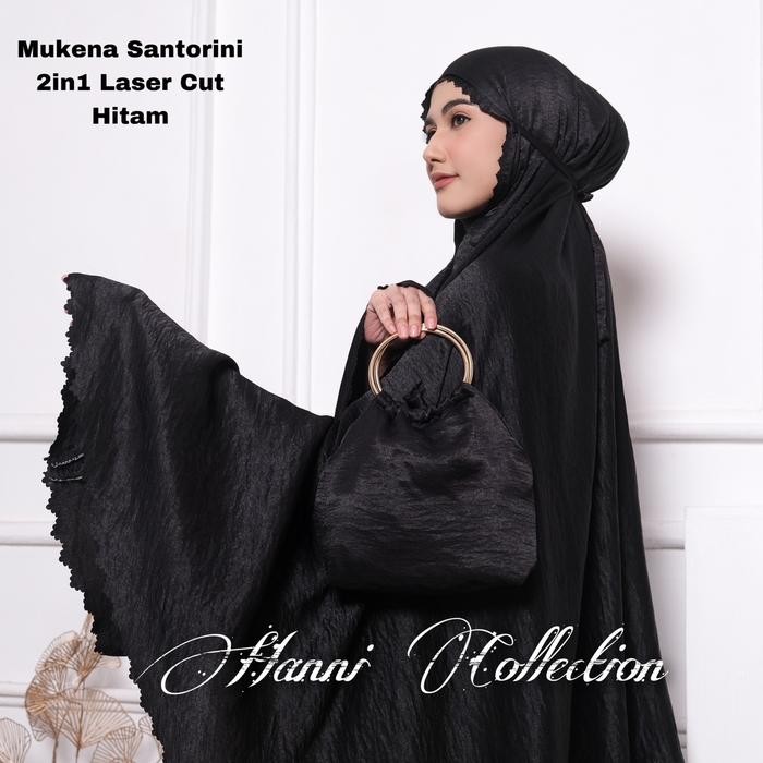 ( Free Tasbih )Mukena 2in1 Santorini Luxury Laser Cut Dewasa