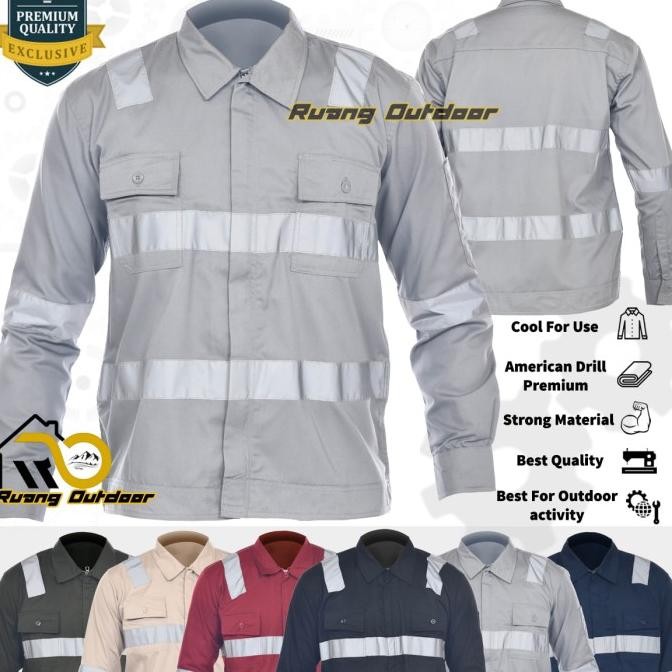 Terlaris Kemeja Wearpack Pria Zipper Resleting Baju Safety Tambang Proyek PLN SALE