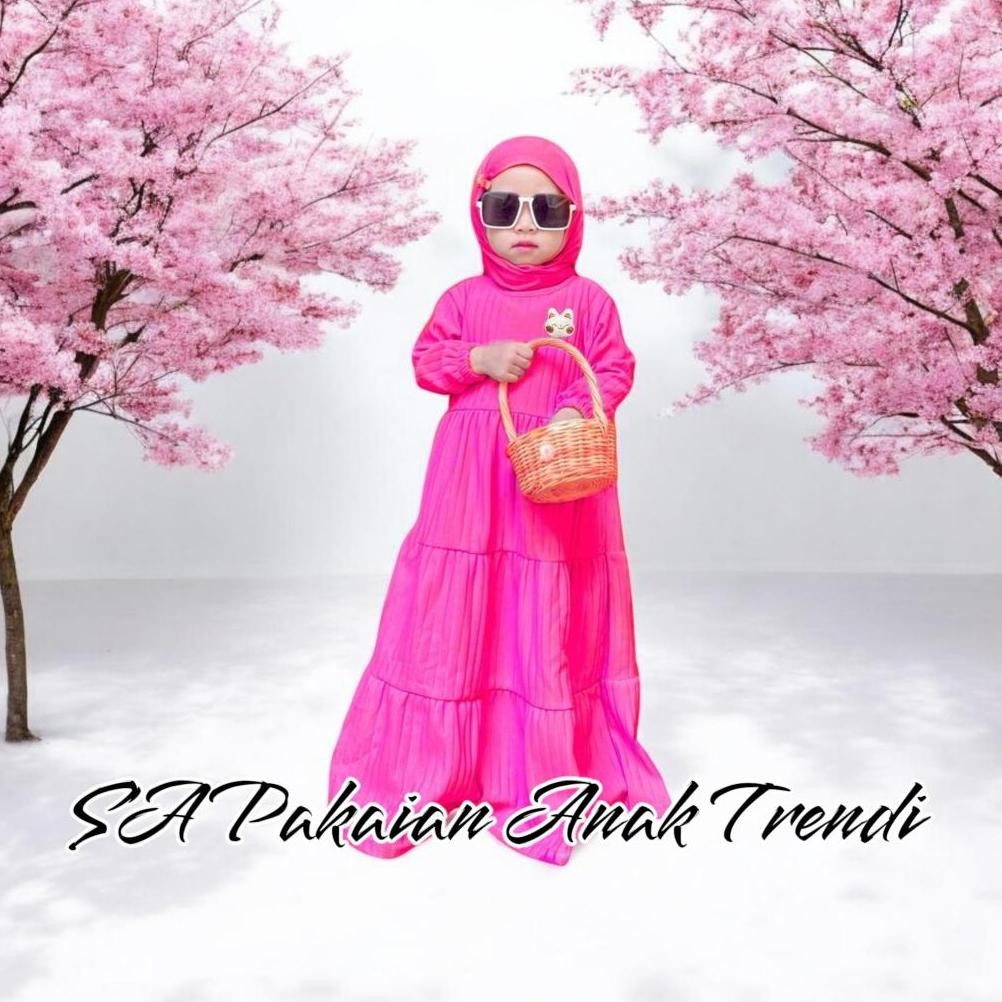 Voucher Lebaran "3 In 1" Setelan  Labubu Anak Perempuan Terbaru Usia 4-12 Tahun// Setelan Baju Musli