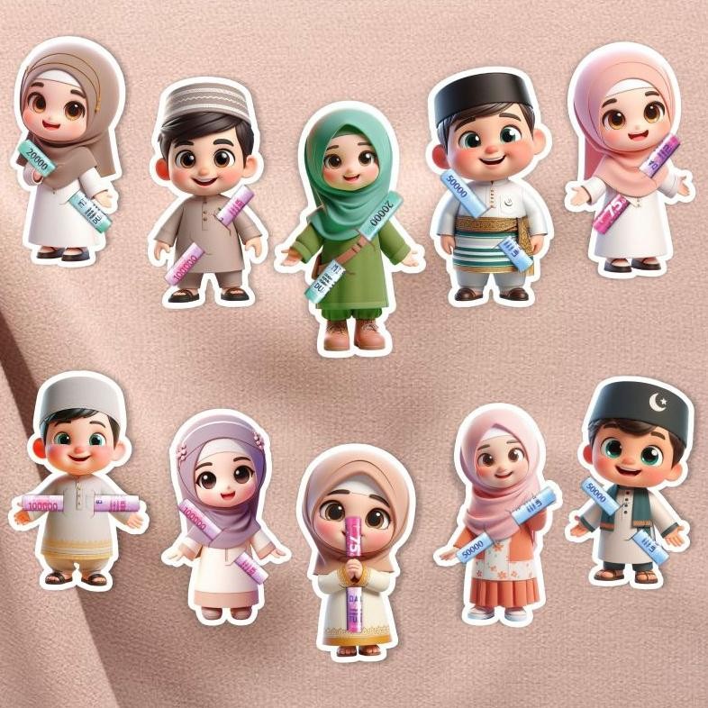

TERLARIS (40pcs) Amplop lebaran gemoy karakter 3d idul fitri 2025 uang selip peluk angpao THR unik se-34