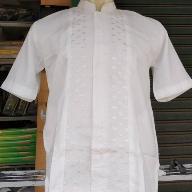 Baju Koko Putih Bordir Jaguar Kencana Bordir Lengan Pendek
