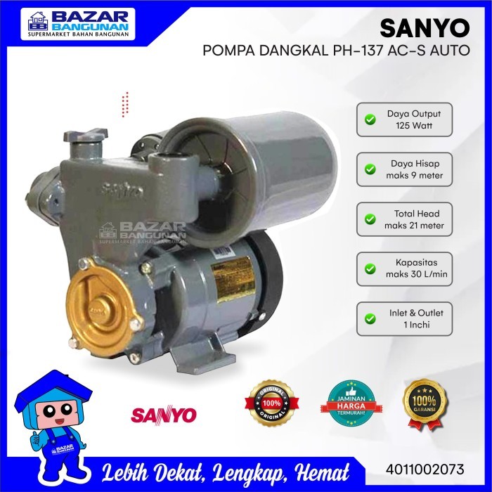 Pompa Air Jet Pump Jetpump Sumur Dangkal Sanyo Ph 137 Ac 137Ac Ph137Ac