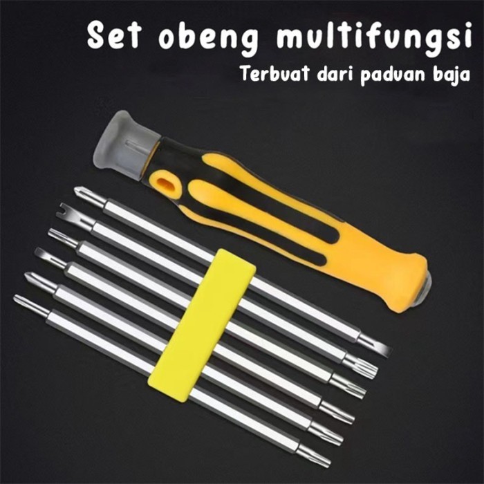 TERLENGKAP Obeng Bintang-Min-Plus Set 6 in 1 Untuk Laptop HP Jam 12 Mata