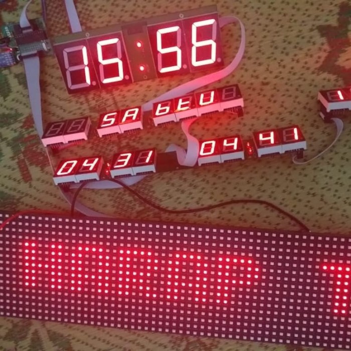 OBRAL Kit Modul Jam Masjid - PCB JWS 7 SEGMENT 1.8 inch + Runningtext HC05