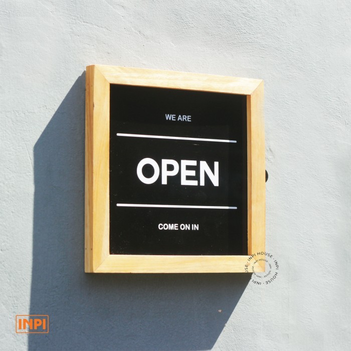 

TERLARIS! INPI - Open Closed Kayu Akrilik Mahoni Persegi