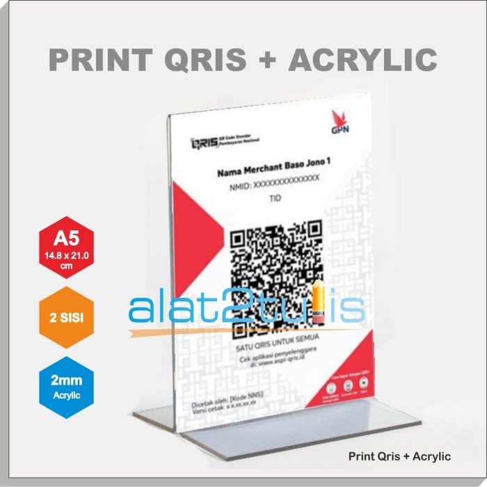 

Print Cetak Qris + Acrylic Ariklik A5 2 sisi