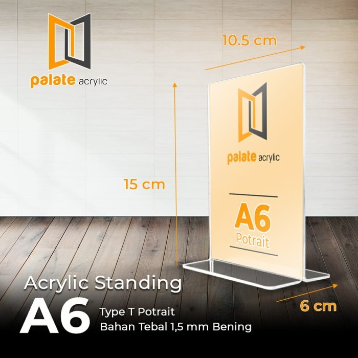 

PROMO! AKRILIK DISPLAY A6 T PORTRAIT / TEMPAT BROSUR/ TENT CARD ACRYLIC 1.5MM