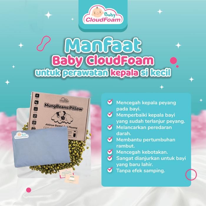 Baby Cloudfoam Paket Santai 1 Bantal Anti Peyang + 1 Bantal Dot Bayi Waterproof Bunda Bantal Cinta