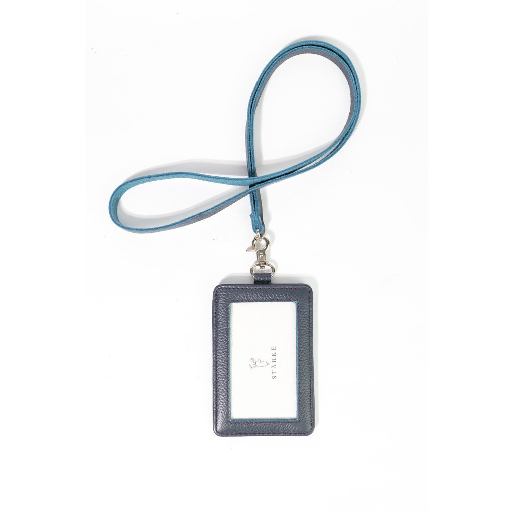 

TERLARIS! Lanyard Name Tag Kulit Asli STARKE Leather Hustle Hog Navy Tekstur