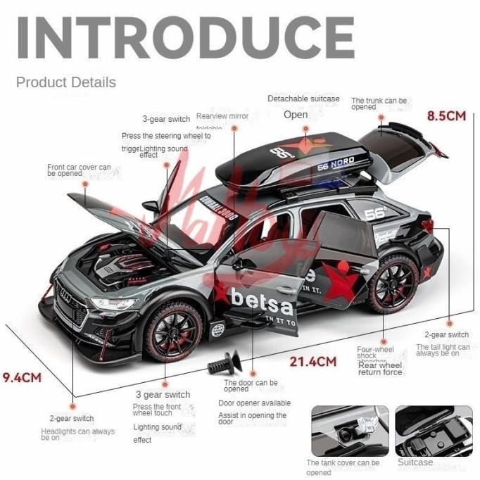 1:24 AUDI RS6 AVANT DTM Alloy Metal Model Diecast Racing Car koleksi pajangan hadiah MS
