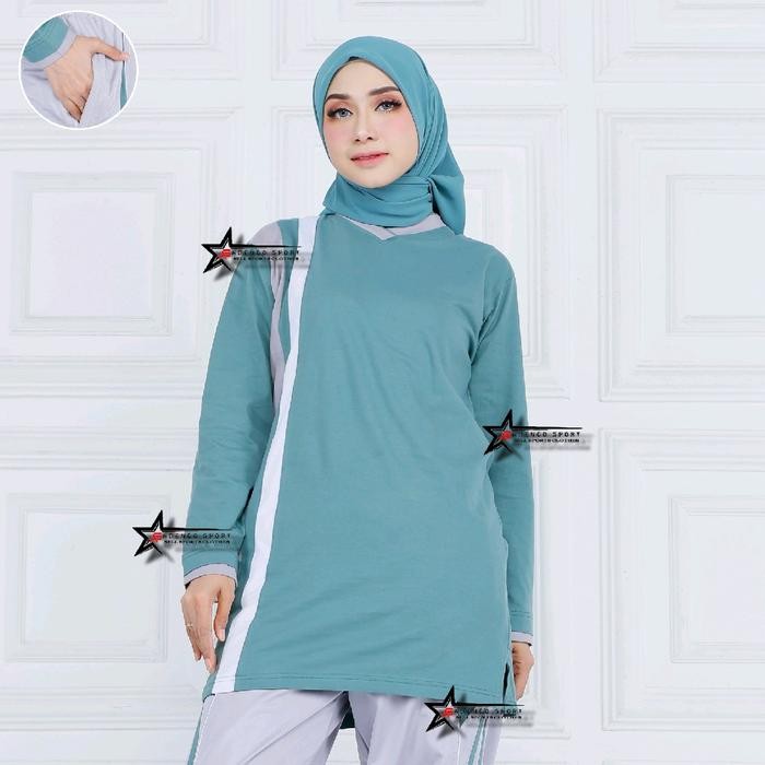 Atasan Baju Olahraga Senam Tunik Muslimah / Kaos Olahraga Wanita Tunik Muslimah / Baju Olahraga /