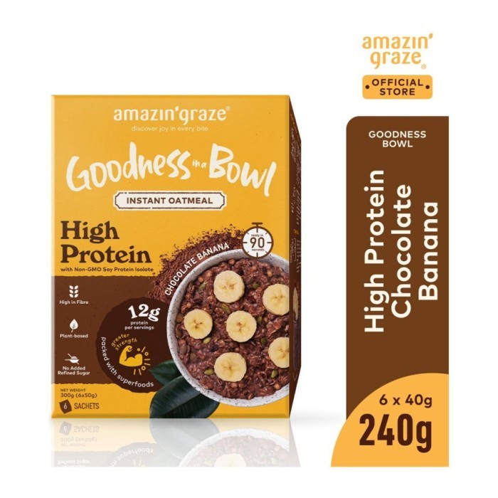 

Amazin' Graze High Protein Chocolate Banana Instant Oatmeal Oats 300g