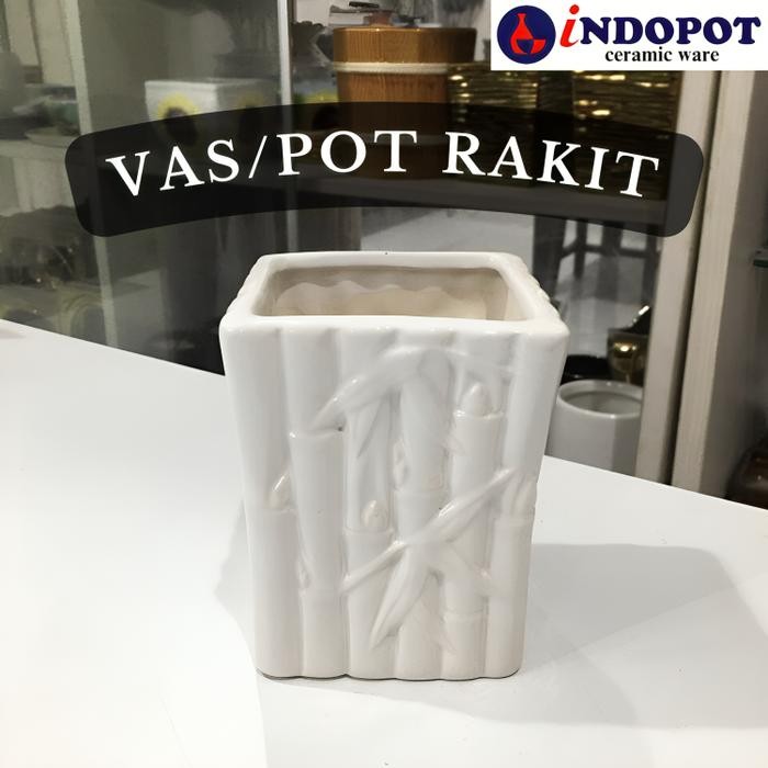 MILIKI SEGERA VAS POT BUNGA KERAMIK MODEL RAKIT UNTUK TANAMAN HIAS / HIDUP / ANGGREK / BONSAI /