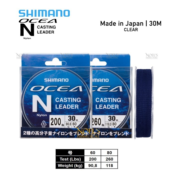 BISA GOSEND Senar SHIMANO OCEA NYLON CASTING LEADER 30M Clear Made in Japan