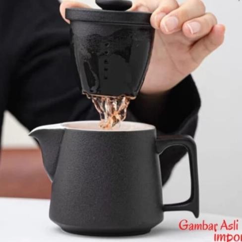 Teaset Cina Keramik Hitam Teko Full Set Cangkir Hitam Teh Set Cina Terlaris